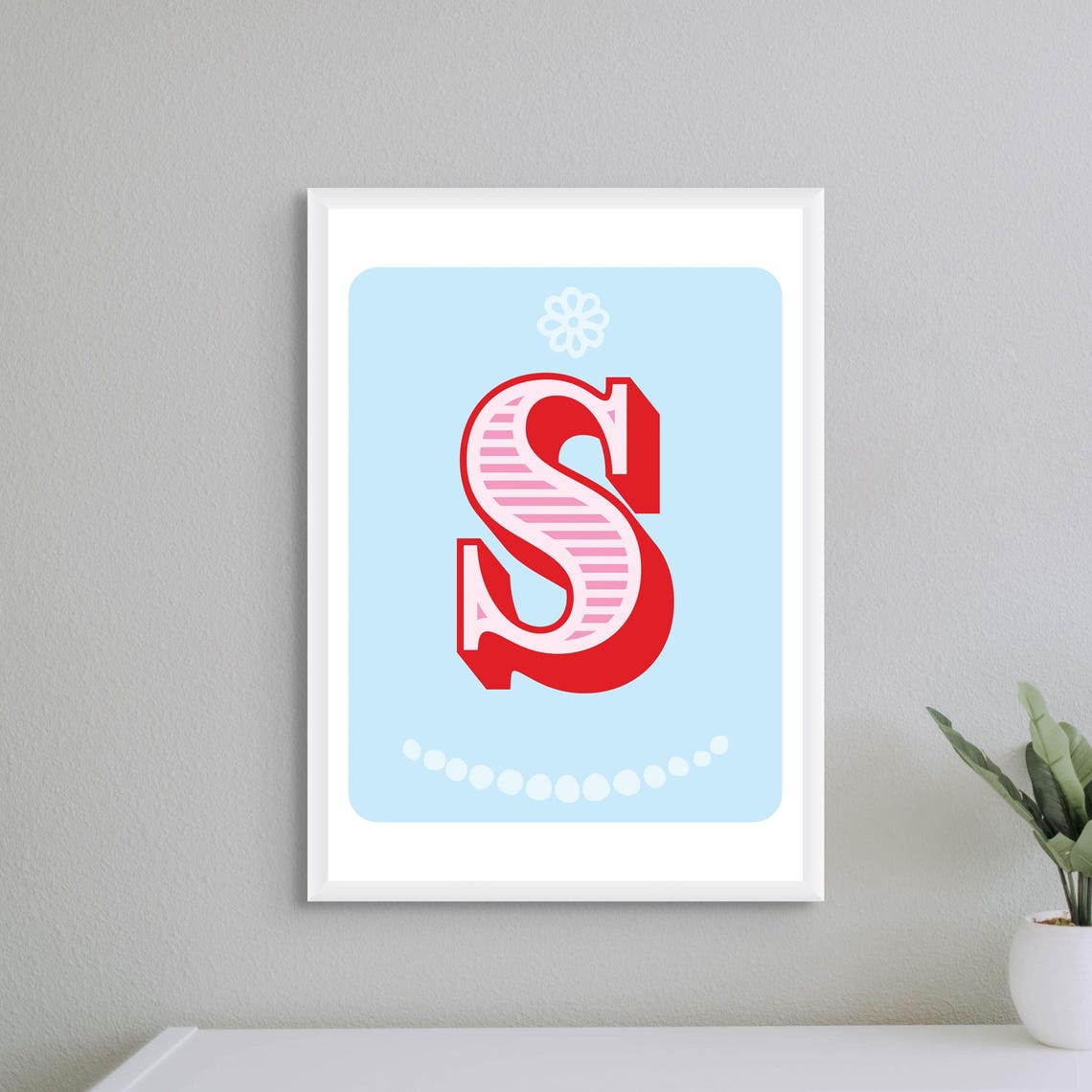 Letter S Nursery Art Print Initial Poster Alphabet Decor