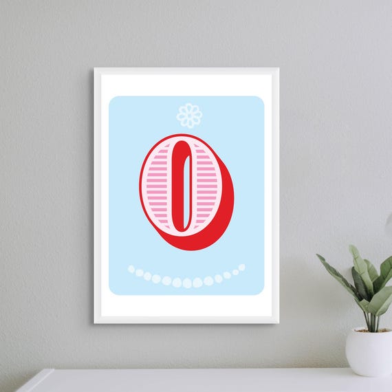 Letter O Nursery Art Print Custom Initial Poster