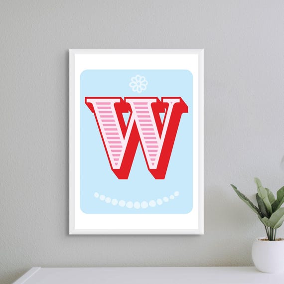 Letter W Alphabet Poster, Nursery Baby Shower Gift
