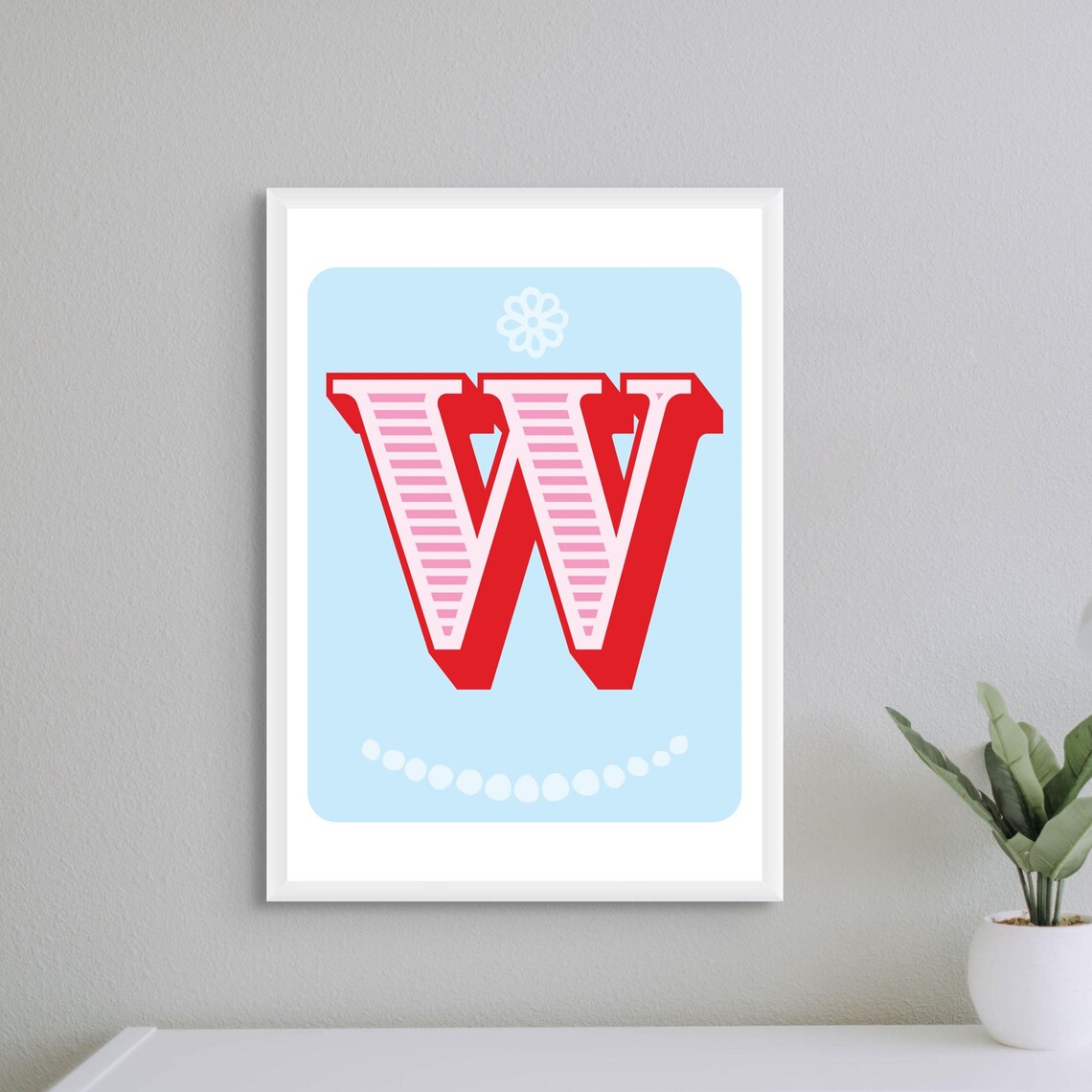 Letter W Alphabet Poster, Nursery Baby Shower Gift