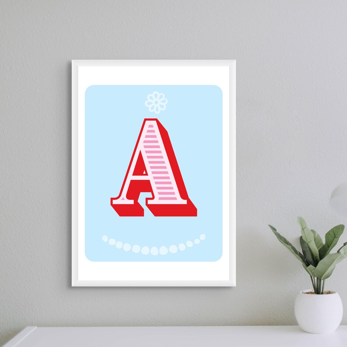 Personalized Letter A Nursery Alphabet Art