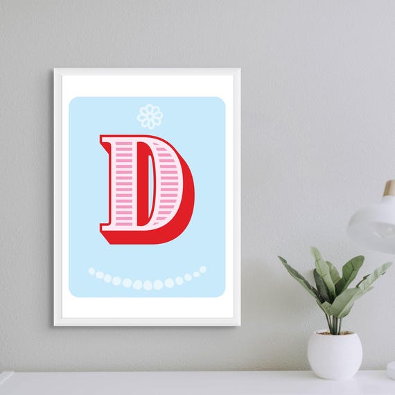 Letter D Nursery Decor, Alphabet Poster