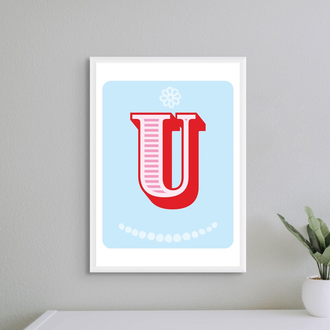 Letter U Nursery Alphabet Initial Art Print