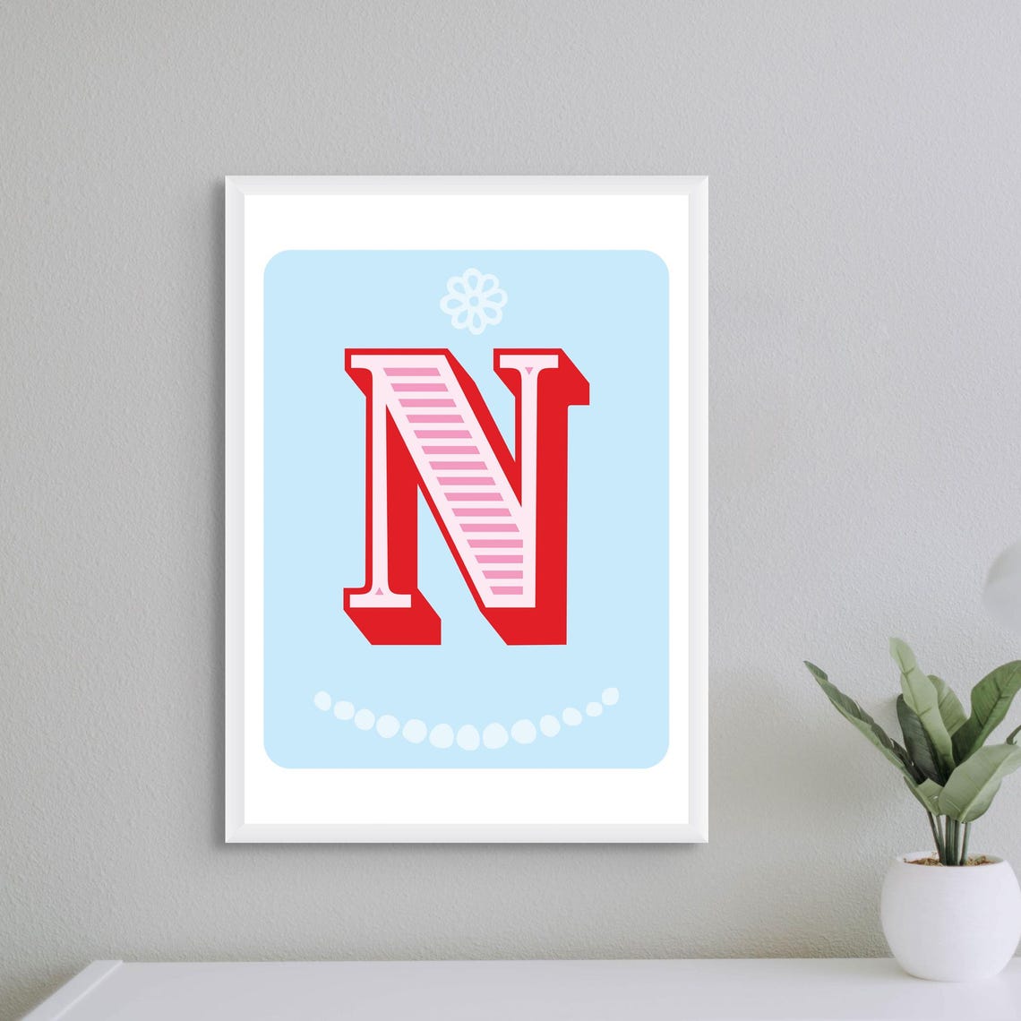 Letter N Nursery Alphabet Poster