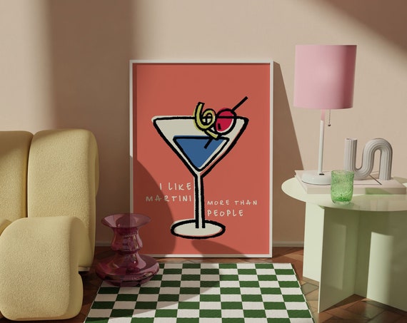 Humorous Saying Martini Print Drinks Poster Bar Wall Decor Kitchen Wall Art Funny Alcohol Poster Art Prints