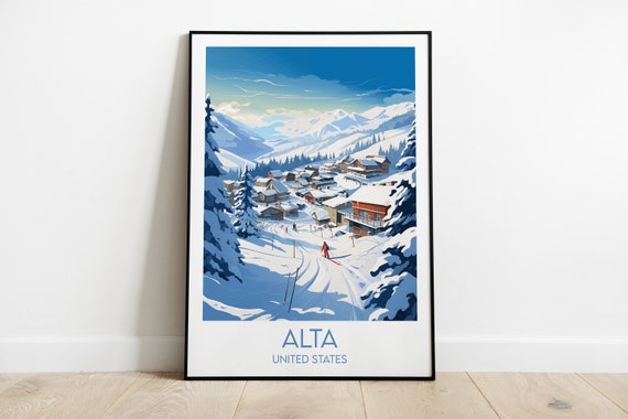 Alta Ski Travel Print United States Poster Custom Personalised Wedding Birthday Gift