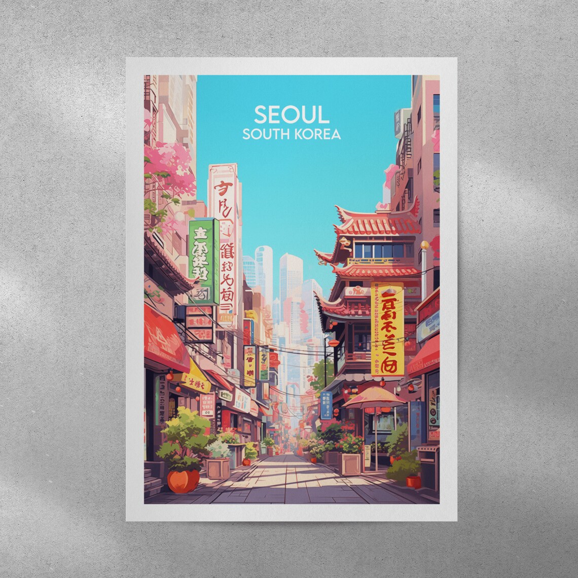 Seoul South Korea Vibrant Old Street Market Cityscape Travel Poster - Image 5