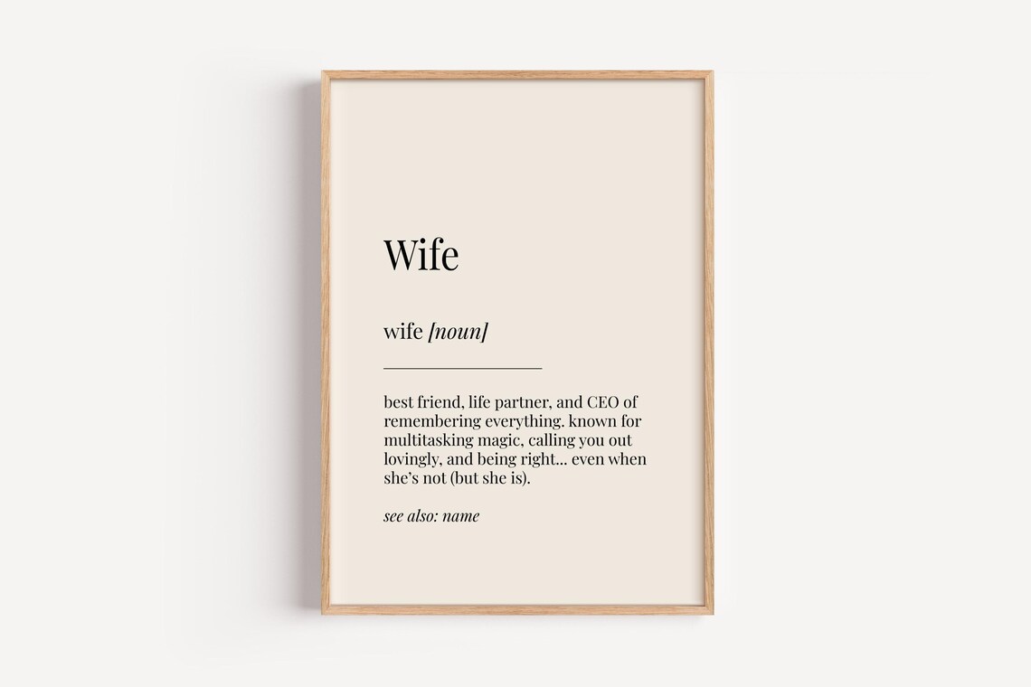 Wife Definition Poster Funny Anniversary Gift For Her Love Theme