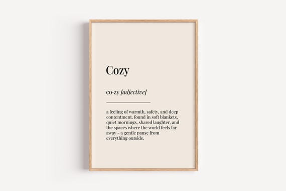 Cozy Definition Print Dictionary Poster Home Living Bedroom Wall Art Funny Gift For Him Her