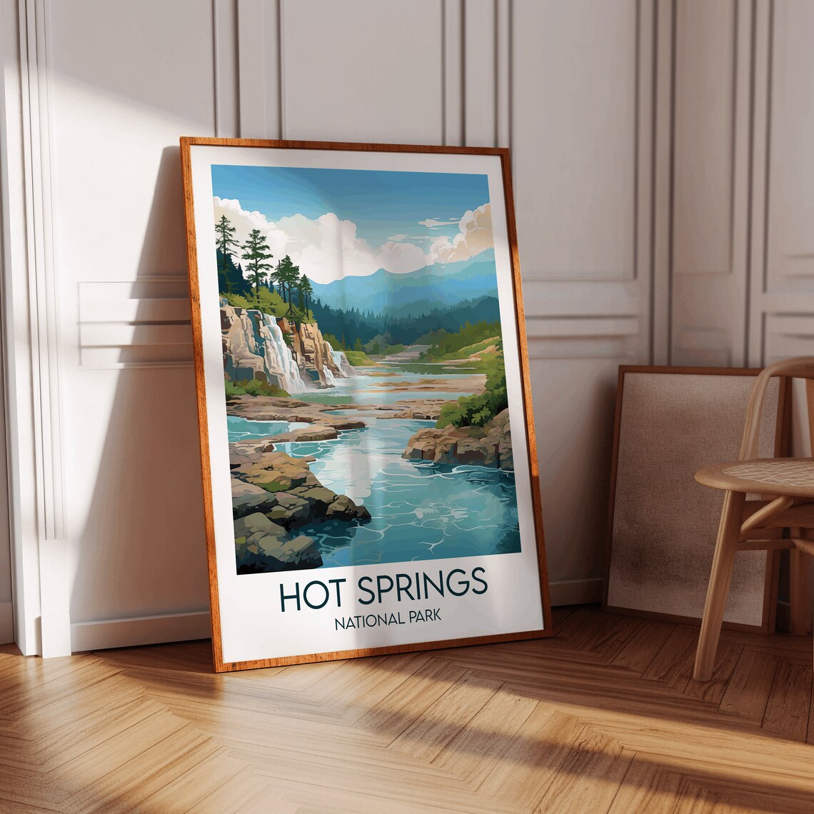 Hot Springs National Park River Waterfall Scenic Art Travel Poster - Image 2