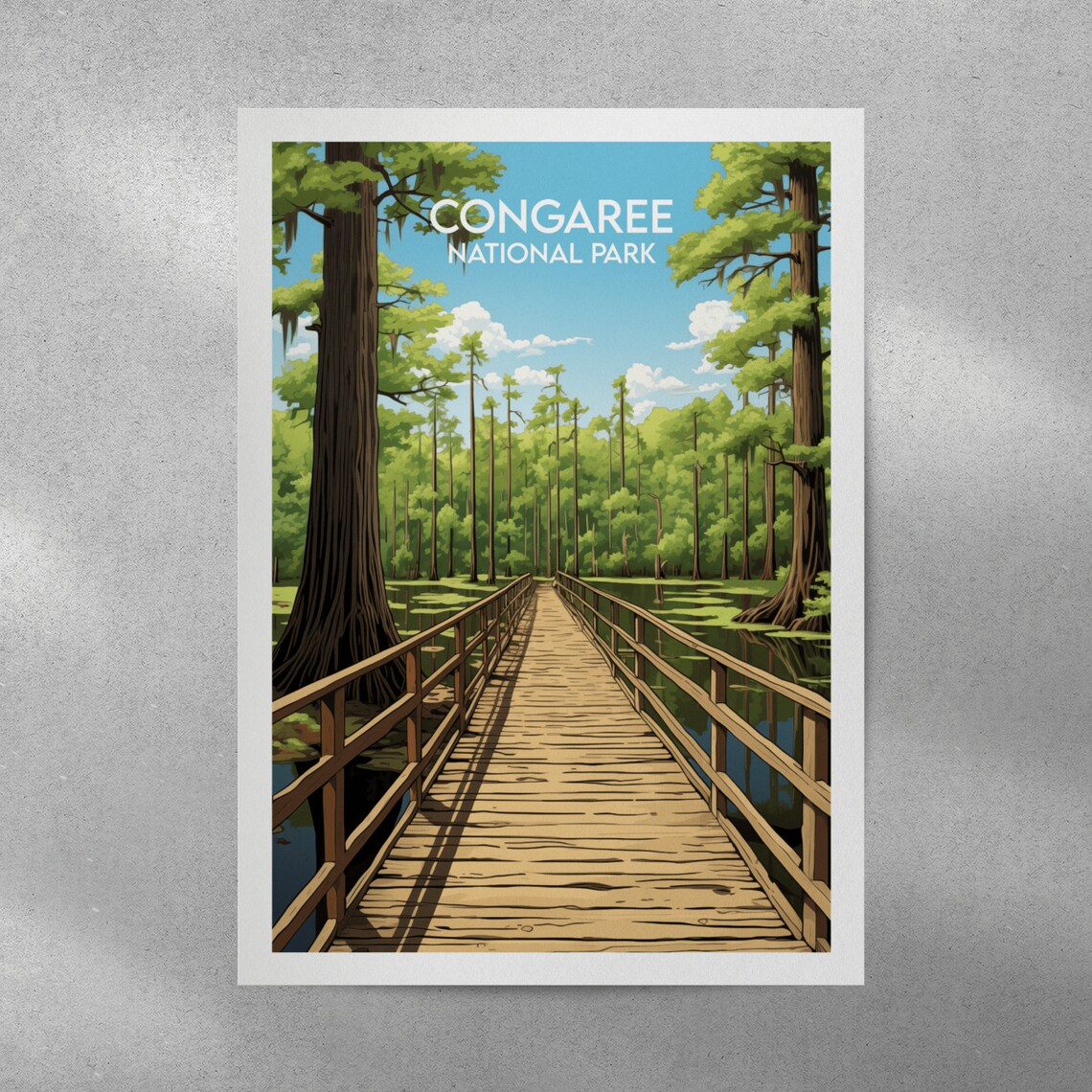 Congaree National Park Boardwalk Cypress Swamp Travel Poster Art - Image 3