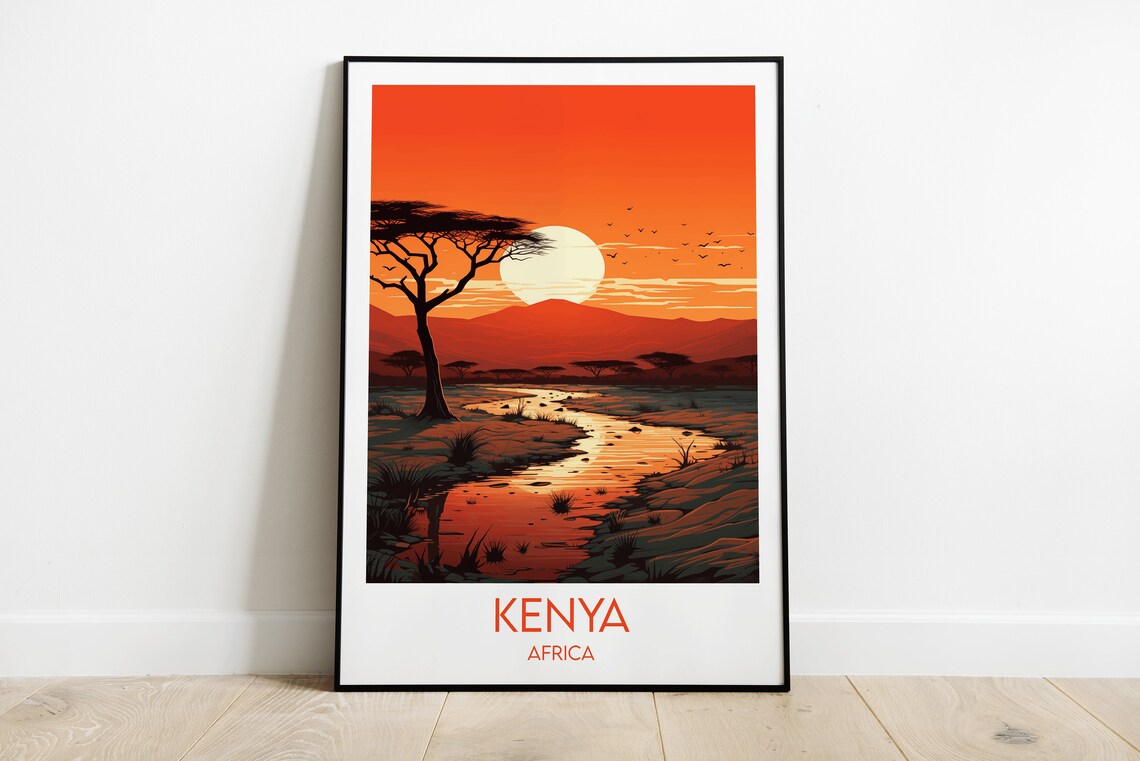 Kenya Travel Print Africa Poster Custom Personalised Wedding Birthday Gift