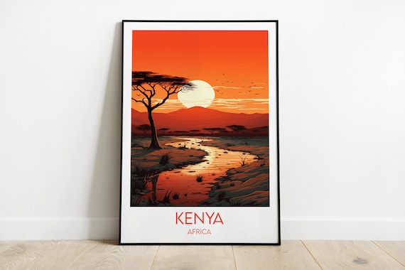 Kenya Travel Print Africa Poster Custom Personalised Wedding Birthday Gift