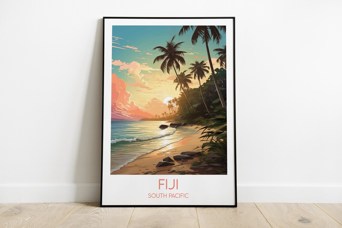 Fiji Travel Poster, South Pacific Custom Print