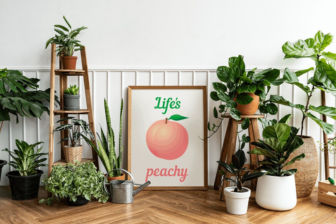 Lifes Peachy Funny Pink Peach Quote Bright Kitchen Humor Wall Art - Image 2