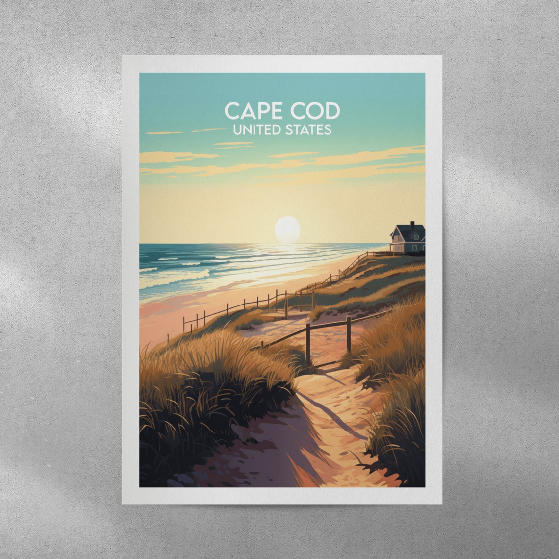 Cape Cod United States Beach Sunset Dune Path Vintage Travel Poster - Image 2