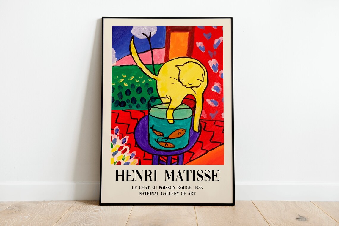 Matisse Cat With Red Fish Vintage Art Print
