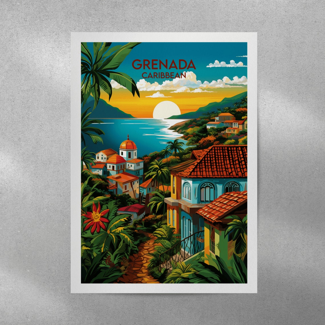 Grenada Travel Print Caribbean Poster Custom Personalised Wedding Birthday Gift - Image 3