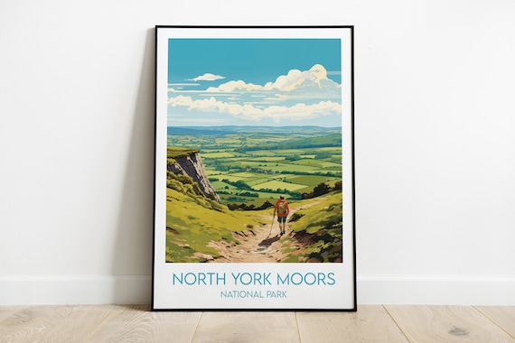 North York Moors National Park Hiker Trail Scenic Travel Poster
