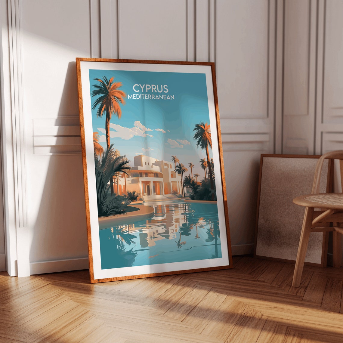 Cyprus Mediterranean Resort Pool Villa Palm Reflection Art Poster - Image 2