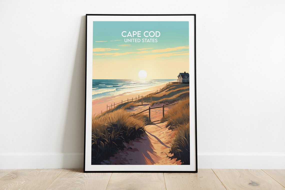 Cape Cod United States Beach Sunset Dune Path Vintage Travel Poster