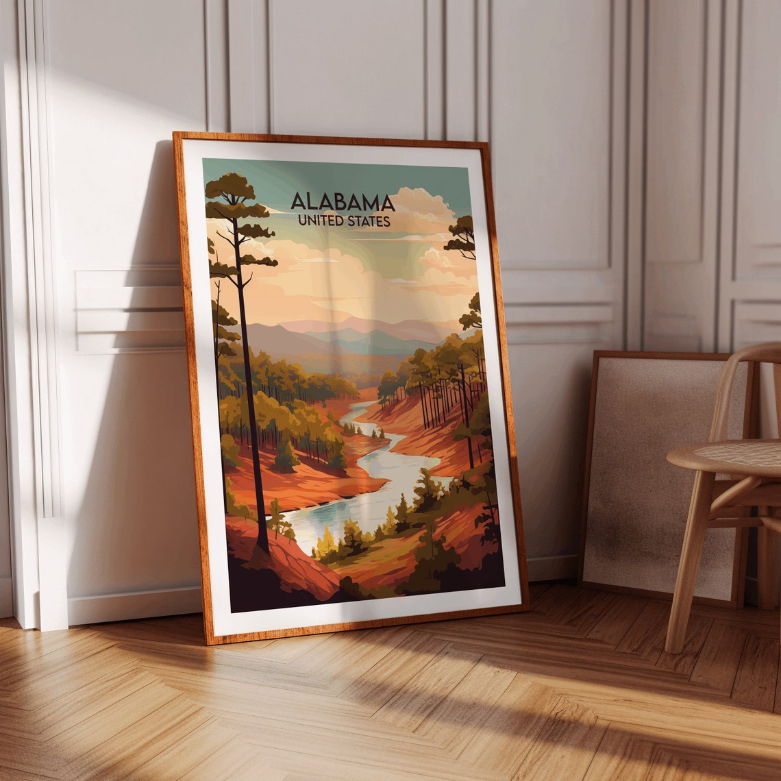 Alabama United States Pine Forest River Valley Travel Poster - Image 2