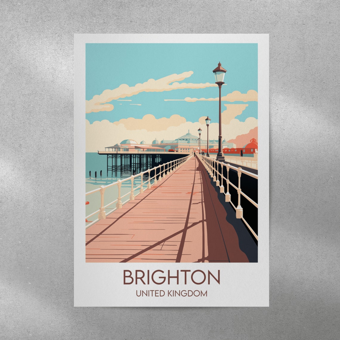 Brighton Pier Boardwalk Seaside Vintage British Travel Poster - Image 4