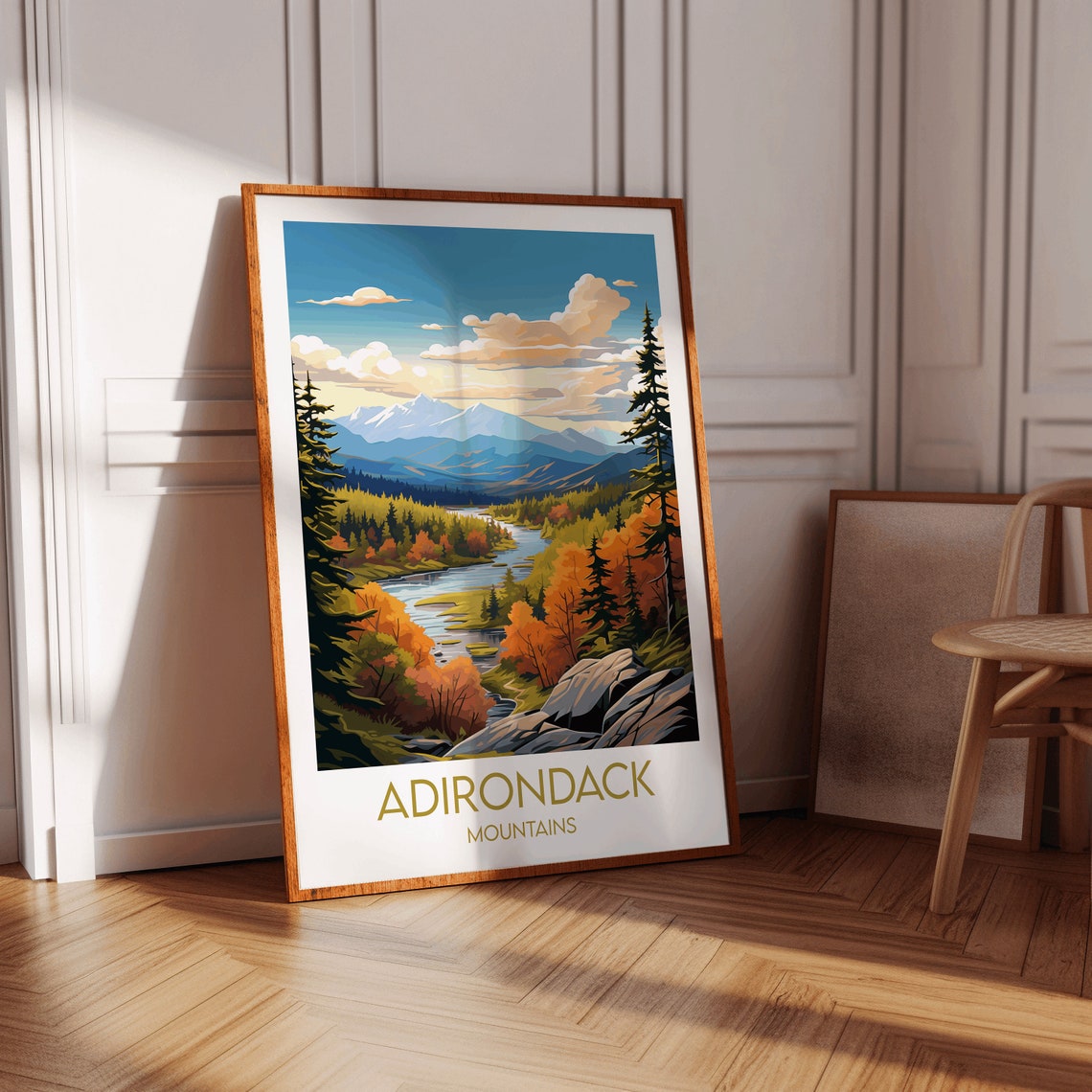 Adirondack Mountains Fall River Valley Landscape Travel Poster - Image 2