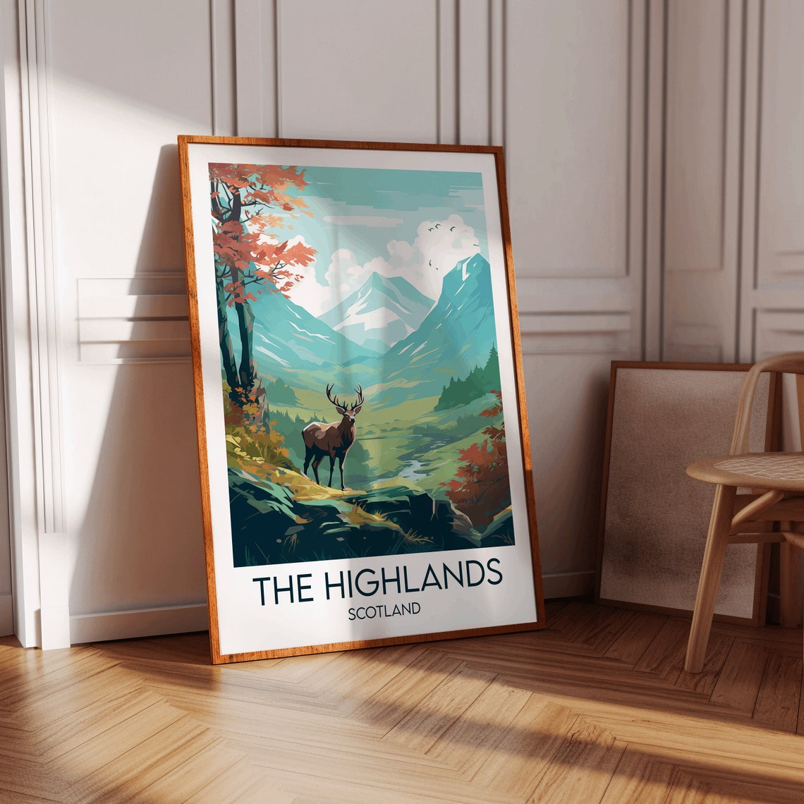 Scottish Highlands Red Deer Stag Mountains Scotland Travel Poster - Image 2