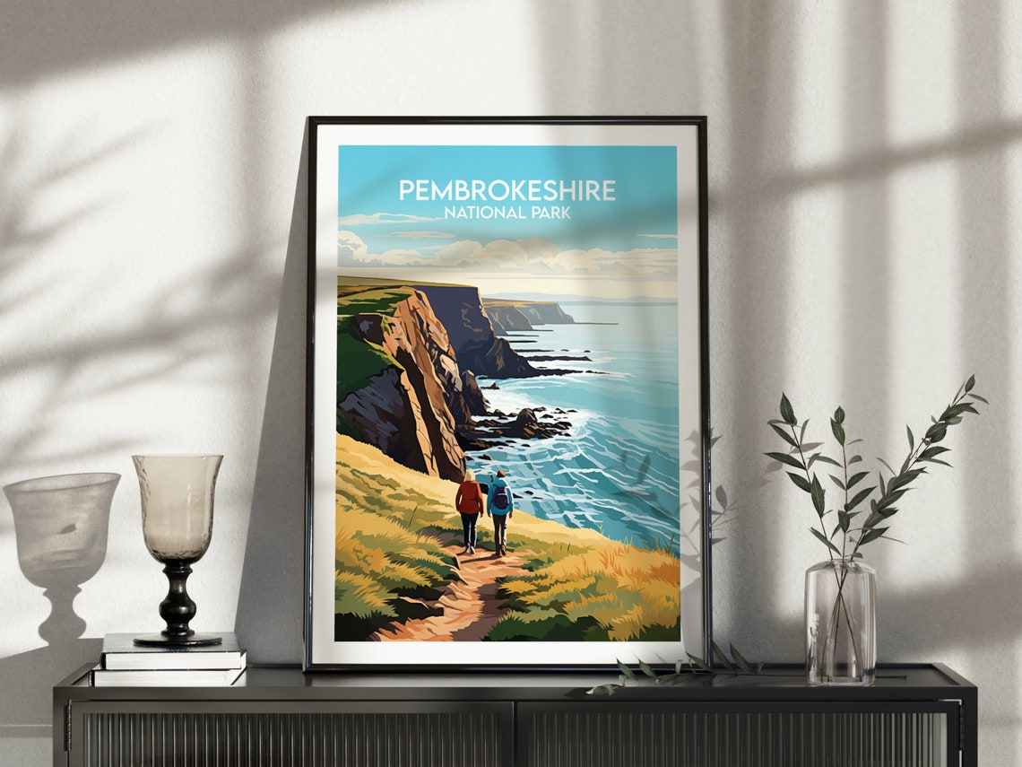 Pembrokeshire National Park Coastal Path Hikers Travel Poster - Image 3