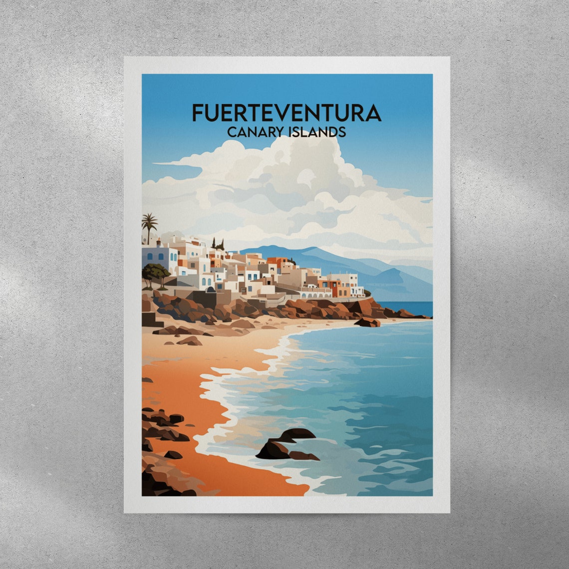 Fuerteventura Canary Islands White Town Orange Beach Coast Poster - Image 3