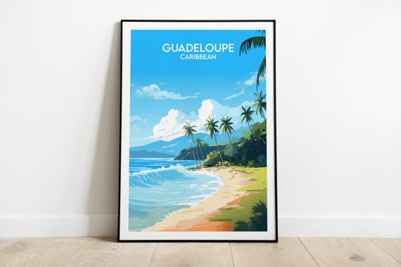 Guadeloupe Travel Print Caribbean Poster Custom Personalised Wedding Birthday Gift