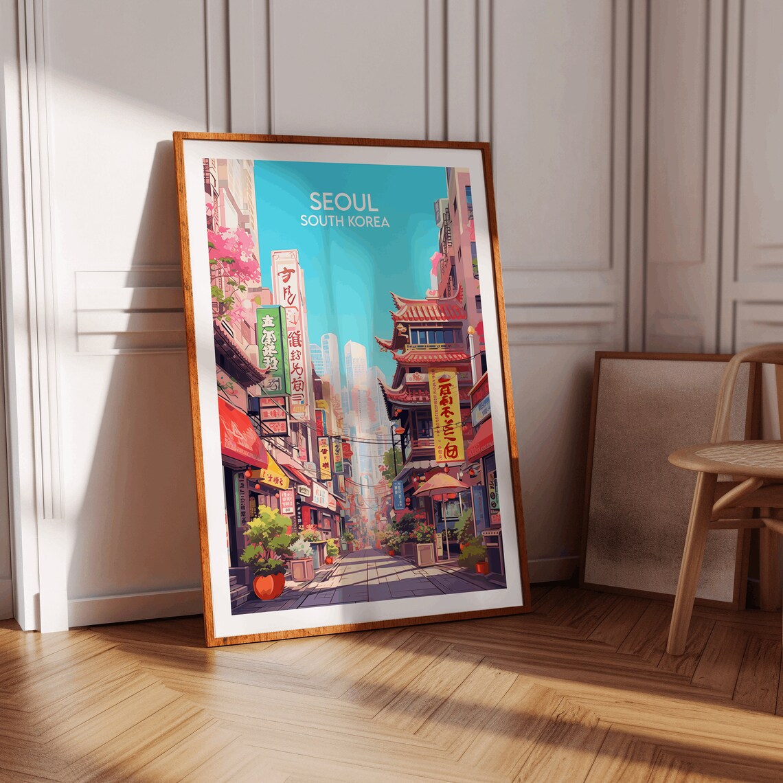 Seoul South Korea Vibrant Old Street Market Cityscape Travel Poster - Image 4