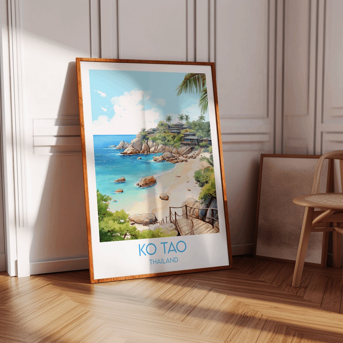 Ko Tao Thailand Sandy Beach Palms Resort Coast Travel Poster - Image 2