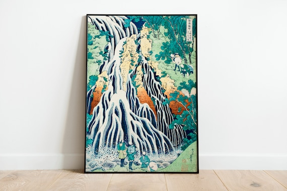 Hokusai Waterfall Japanese Woodblock Nature Art Landscape Poster