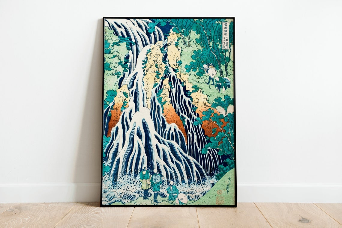Hokusai Waterfall Japanese Woodblock Nature Art Landscape Poster