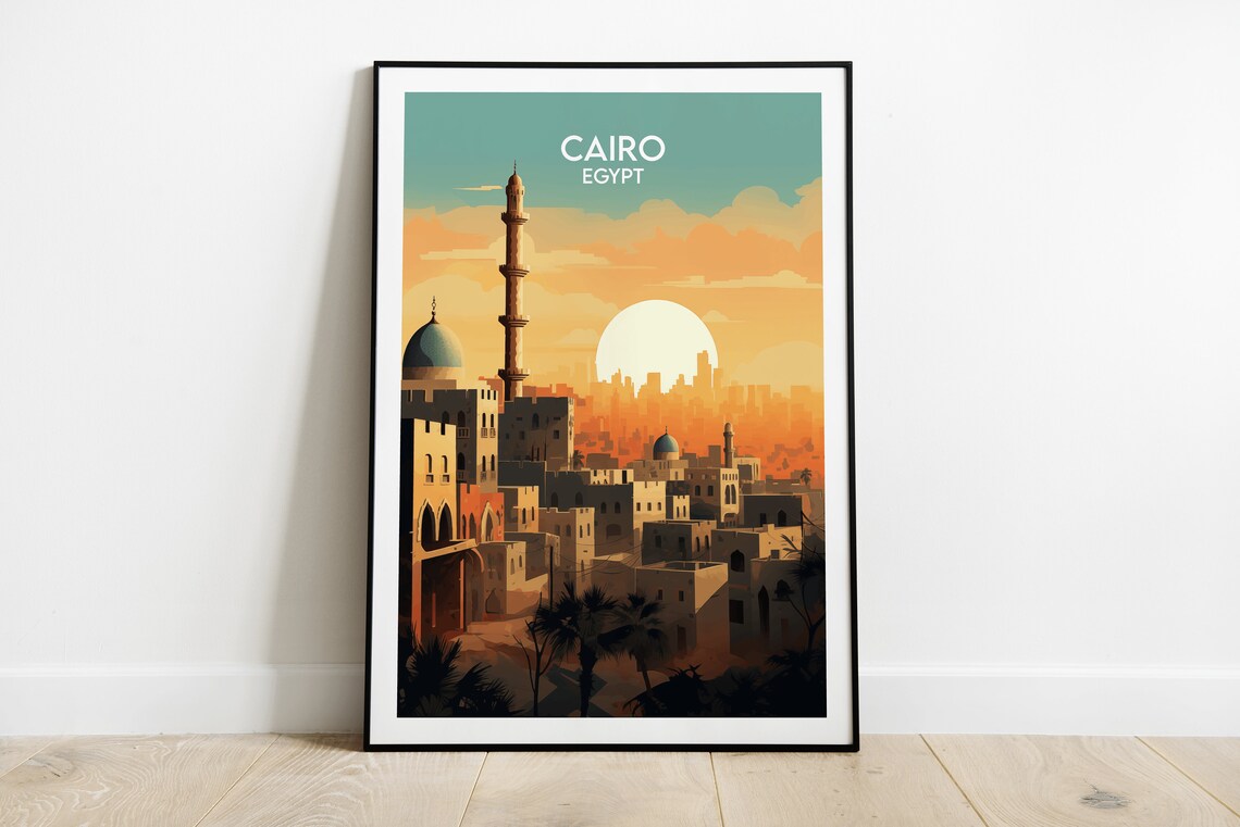 Cairo Travel Print Egypt Poster Custom Personalised Wedding Birthday Gift