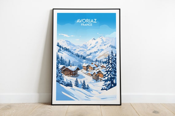 Avoriaz Ski Travel Print France Poster Custom Personalised Wedding Birthday Gift