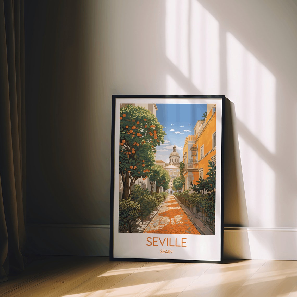 Seville Spain Orange Trees Garden Path Old Town Travel Poster - Image 2