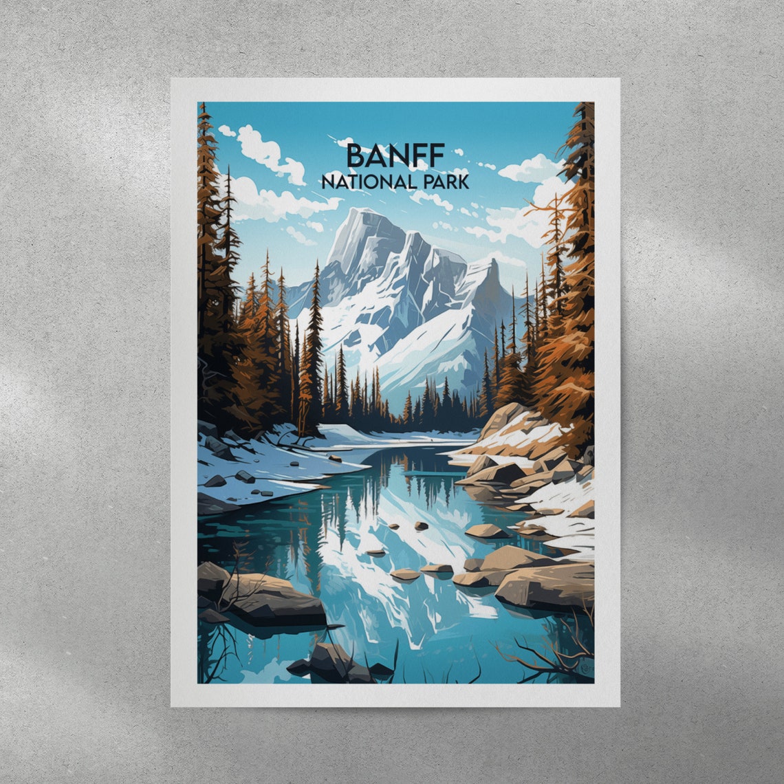 Banff National Park Canada Vintage Snowy Mountain Lake Travel Poster - Image 4