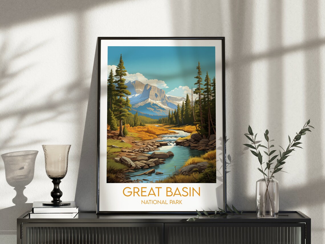 Great Basin National Park Stream and Peak Vintage Travel Poster - Image 3