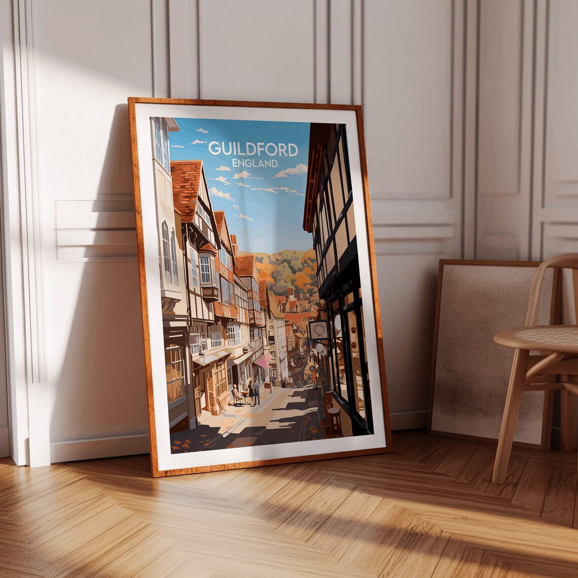 Guildford England Historic High Street Timber Buildings Poster - Image 2