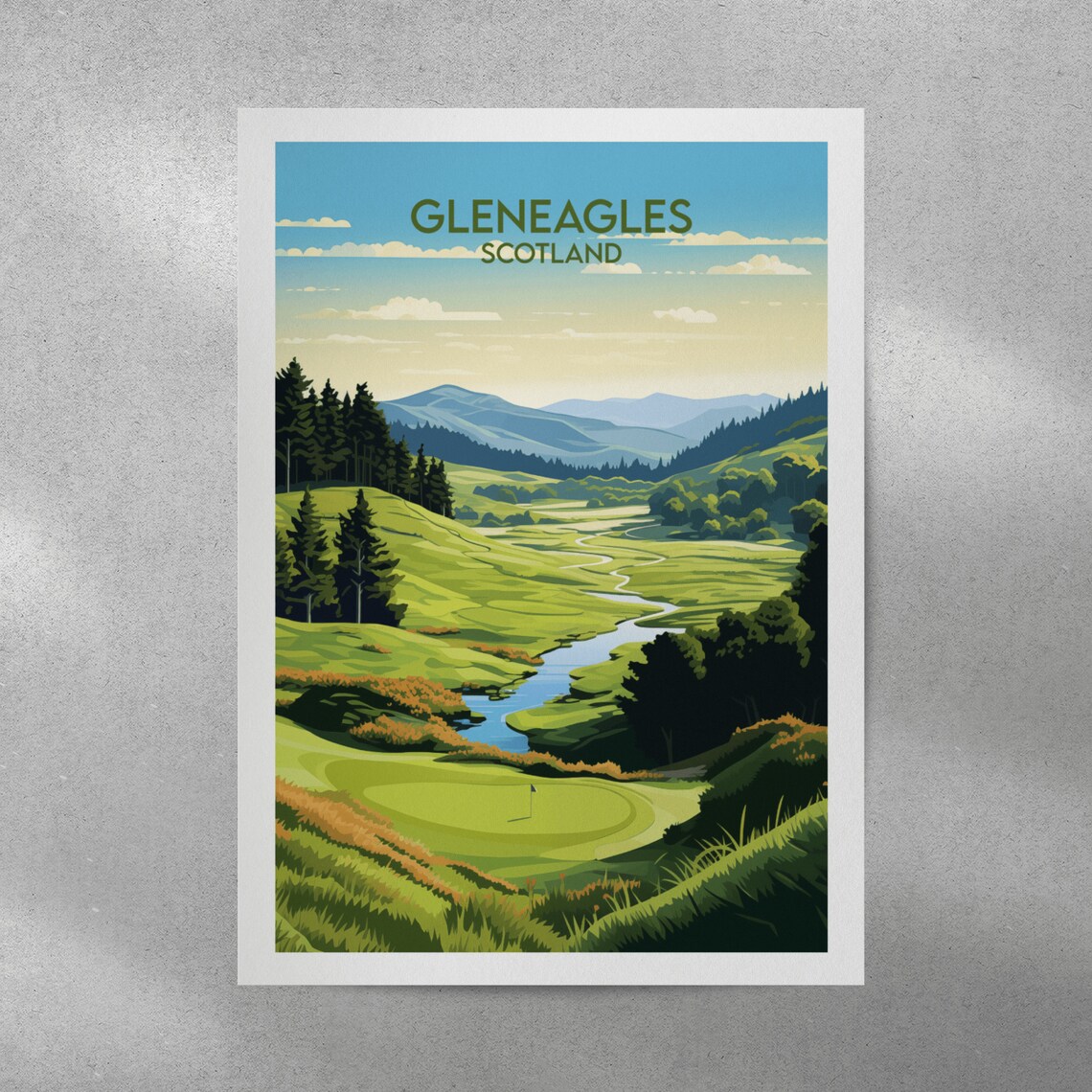 Gleneagles Golf Course Travel Print Scotland Poster Custom Personalised Wedding Birthday Gift - Image 4