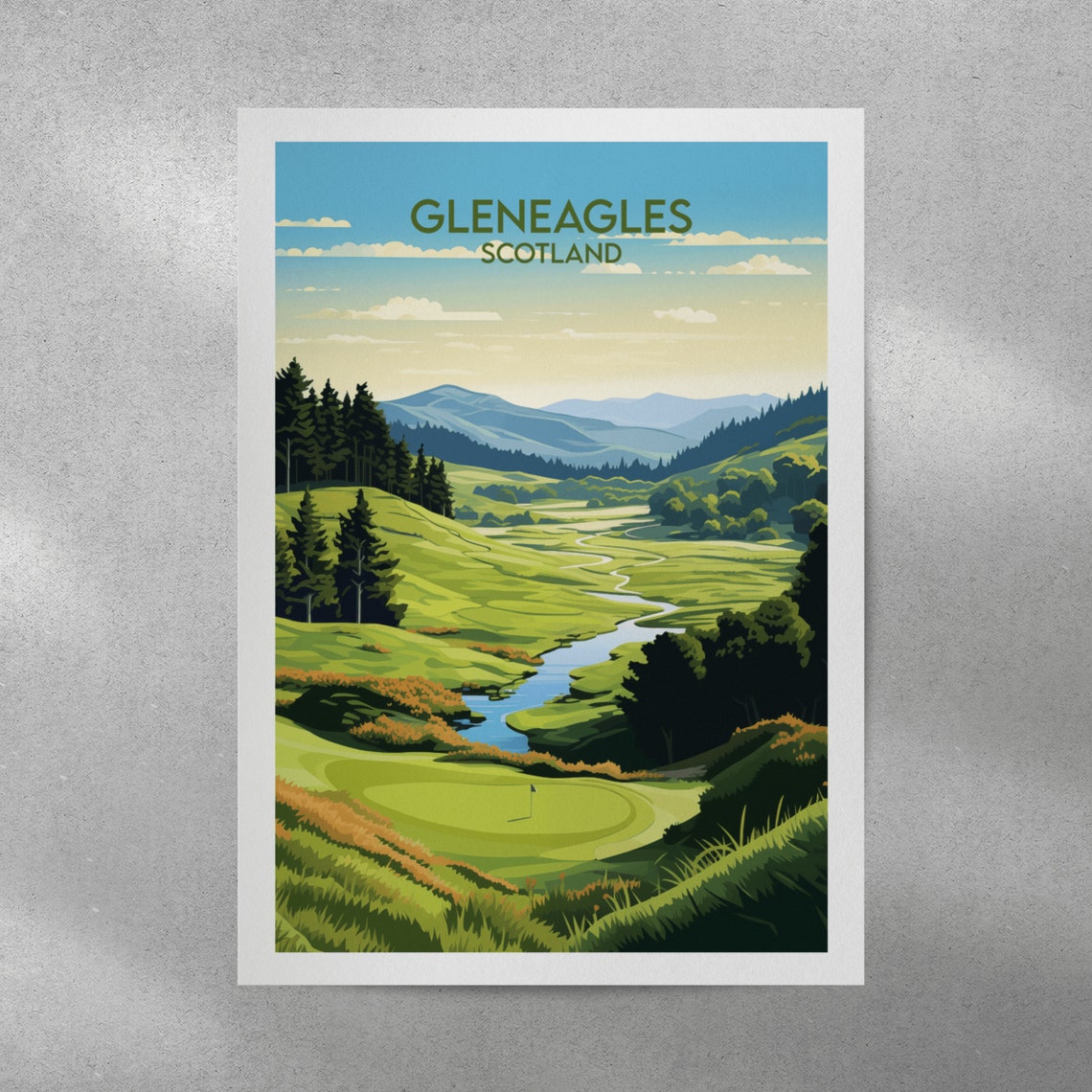 Gleneagles Scotland Highland River Valley Golf Course Sport Poster - Image 4