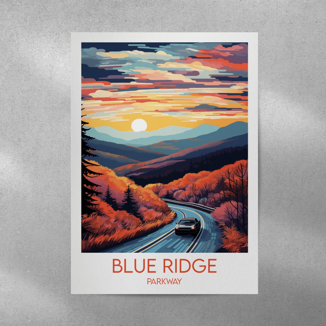 Blue Ridge Parkway Sunset Mountain Drive Vintage Travel Poster - Image 4
