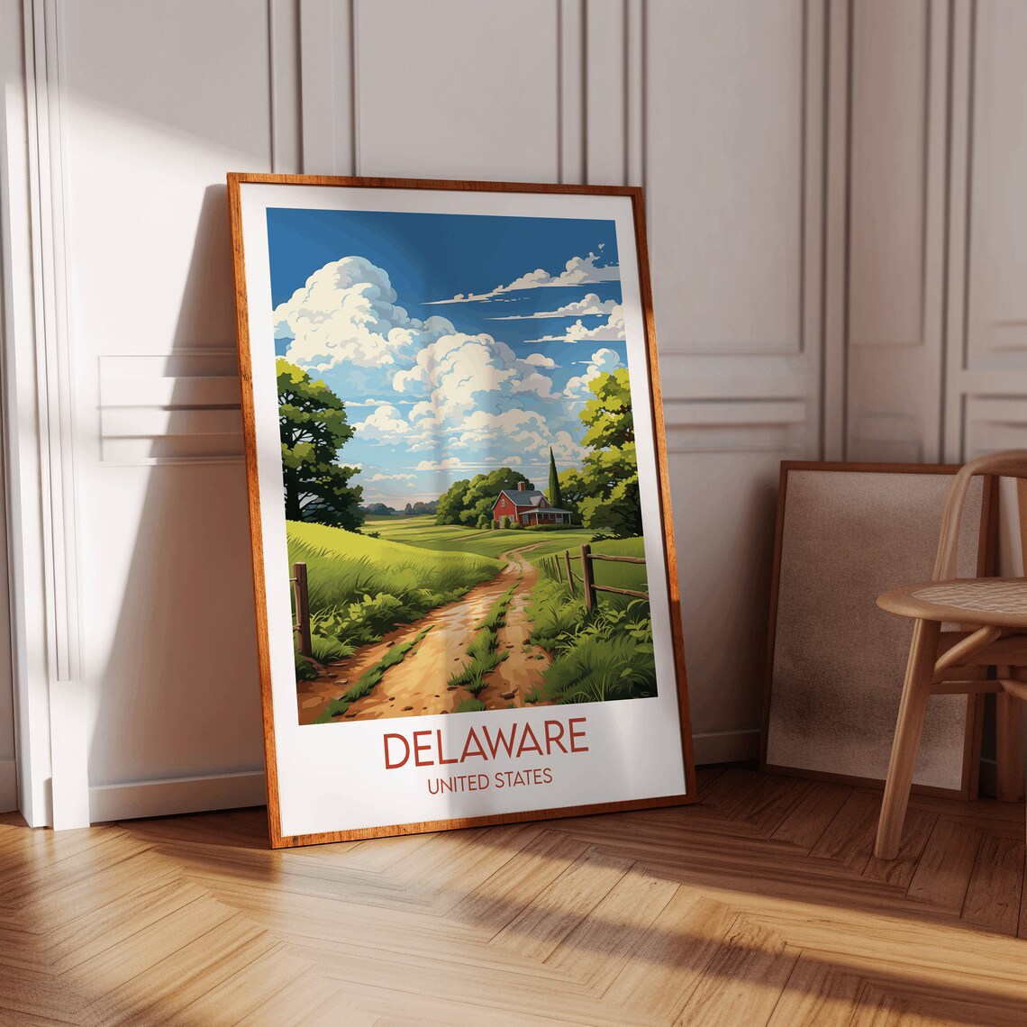 Delaware United States Country Lane Barn Pastoral Scene Travel Poster - Image 2