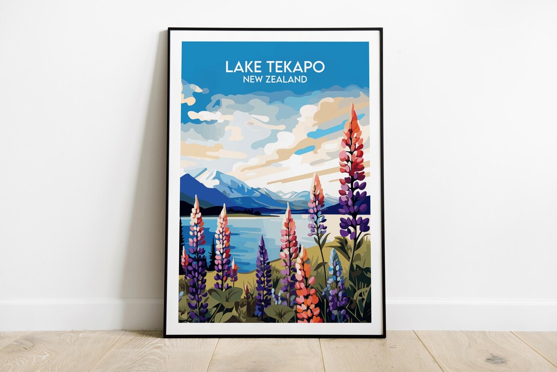 Lake Tekapo Travel Poster, New Zealand Custom Gift