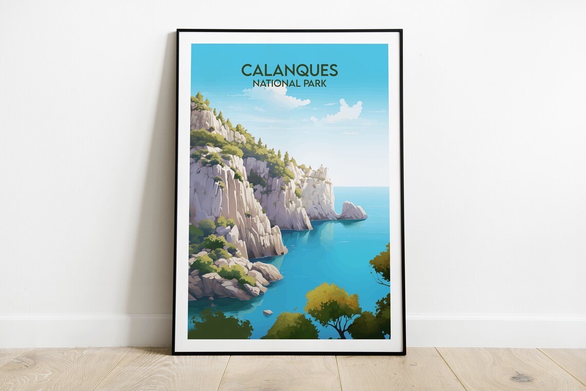 Calanques National Park France Turquoise Cliffs Travel Poster