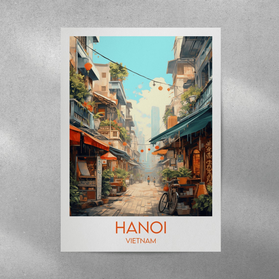 Hanoi Vietnam Old Quarter Street Lanterns Vintage Travel Poster - Image 5
