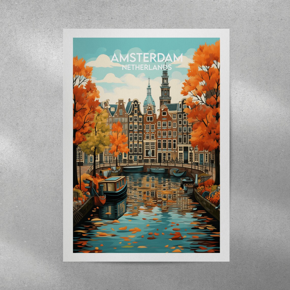 Amsterdam Travel Poster, Custom Personalised Gift - Image 4